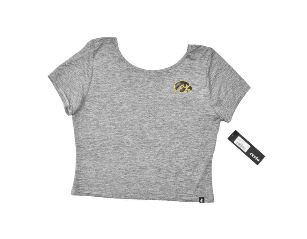 Certo Women's Scoop Back Short Sleeve Tee Dark Haze IOWA Athletic Size XL NEW